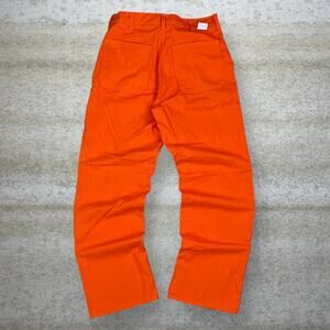 Vintage 90s Flame Resistant Carpenter Pants 36x34 Baggy Wide Leg Orange Cotton